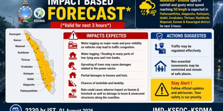 IMPACT BASED FORECAST (അടുത്ത മൂന്ന് മണിക്കൂറിൽ പ്രതീക്ഷിക്കാവുന്നത് )