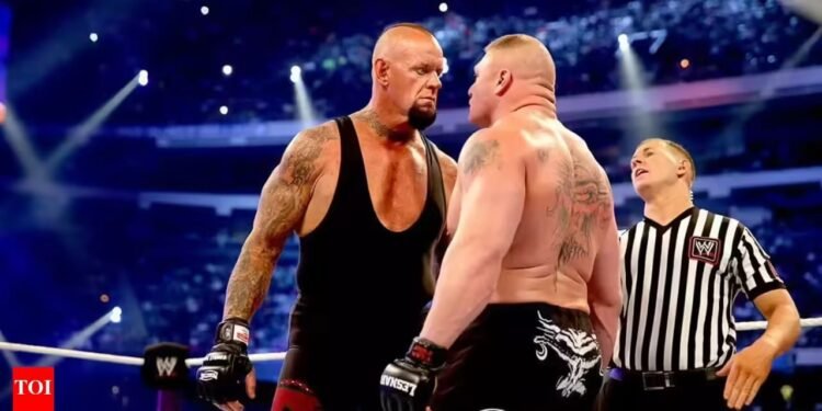 A strap match between Brock Lesner and Under taker